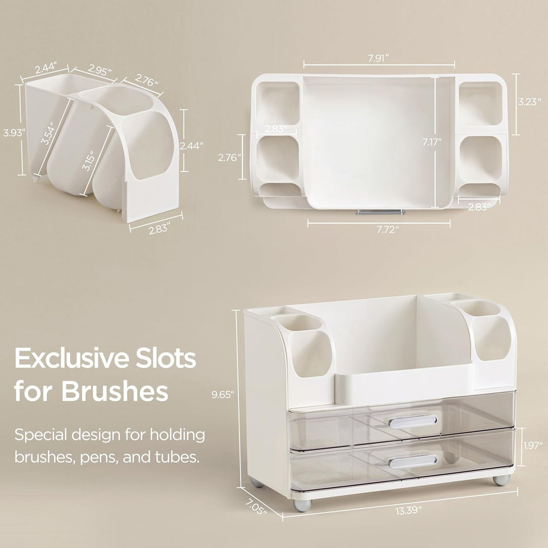 hblife Makeup Kosmetik Organizer mit Schubladen, Pinsel Organizer, 3-in-1 Plastic Kosmetik Aufbewahr