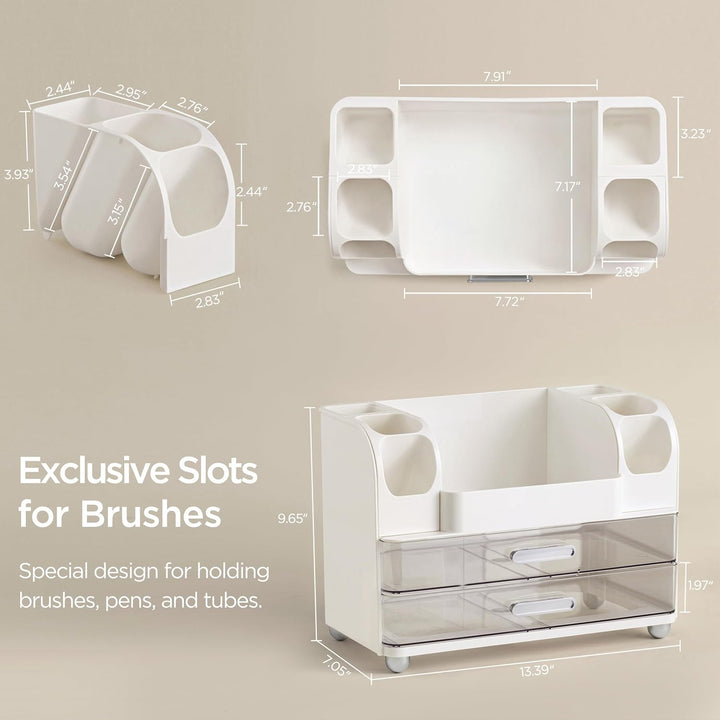 hblife Makeup Kosmetik Organizer mit Schubladen, Pinsel Organizer, 3-in-1 Plastic Kosmetik Aufbewahr