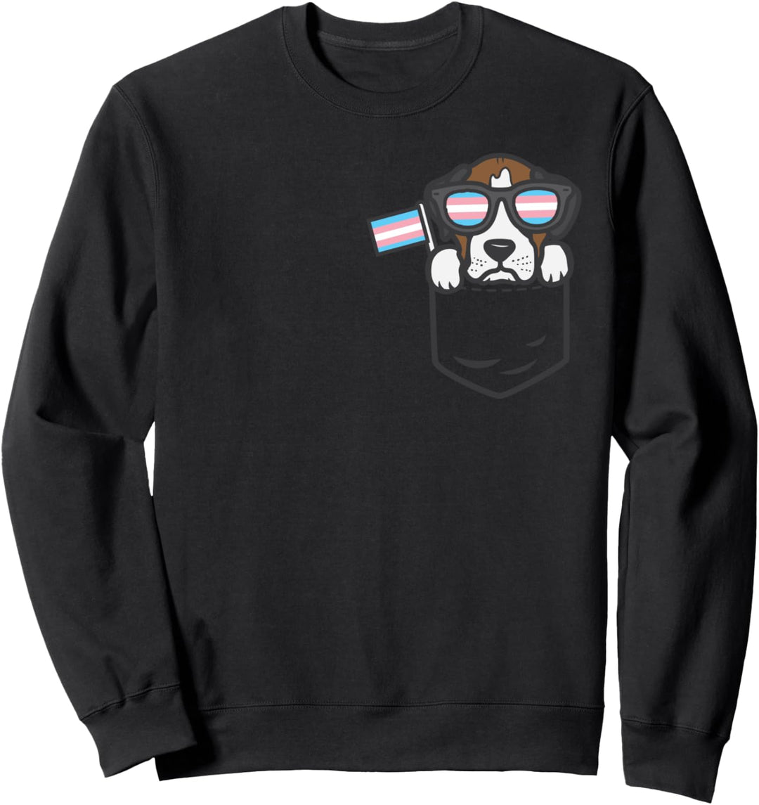 Boxer Pocket Dog LGBT Transsexual Transgender Trans Pride Sweatshirt