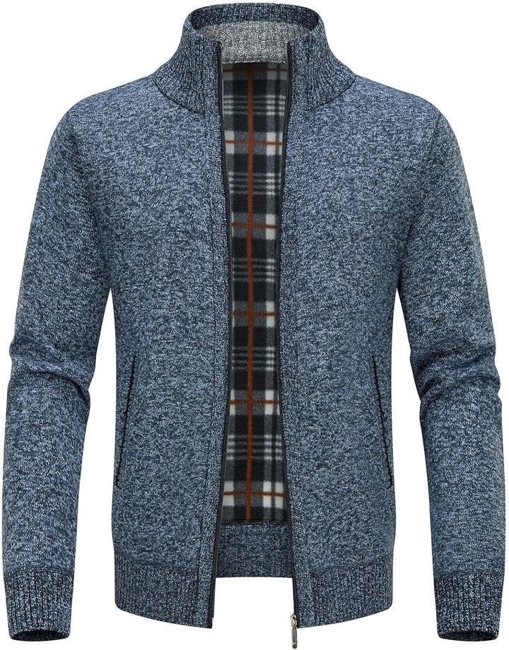 KUDORO Strickjacke Herren Cardigan Trachtenjacke mit Reissverschluss Gestrickt Wintermantel Strickja