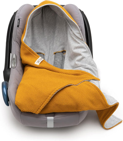 Mikos® Baby Einschlagdecke GOTS zert. 100% Bio Baumwolle Strickdecke Baumwolldecke für Autositz Für