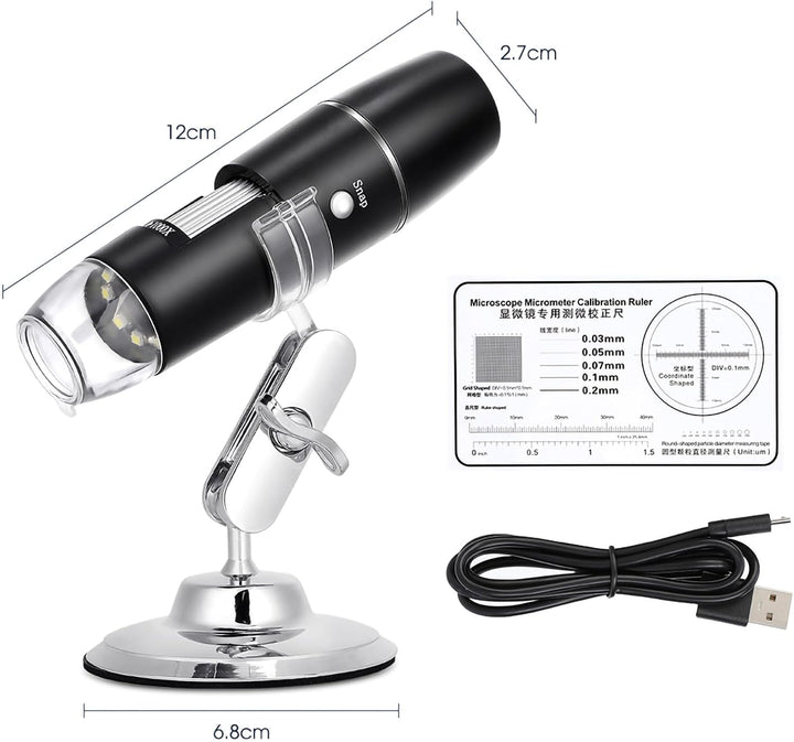 USB Mikroskop Digital, 0X-1000X LED Handy Mikroskop Taschenmikroskop mit Verstellbarem Ständer WiFi-
