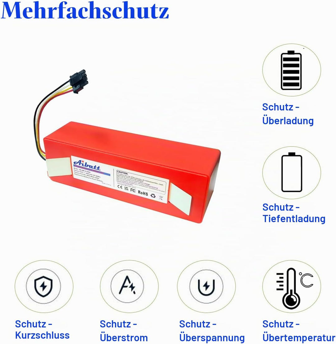 6800mAh Ersatzakku für Xiaomi Mi S5 / S6 / S7 / Q5 / Q7 Max MaxV Ultra Pure Staubsauger, akku für Ro