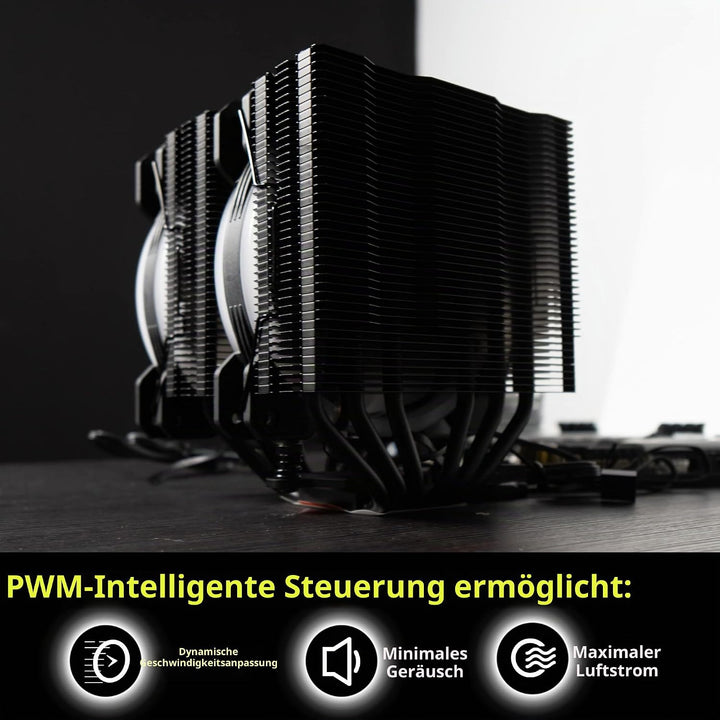 Gelid Solutions Glacier Black RGB – Twin Tower mit 6 Power Heatpipes – 2X 20mm-ARGB-PWM-Lüfter – TPD