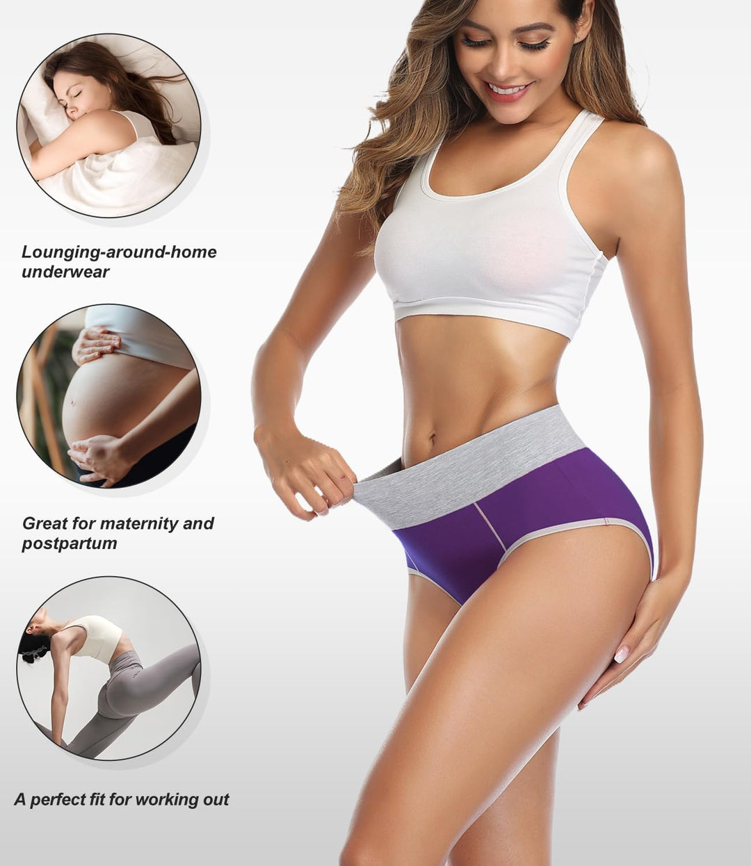 wirarpa Unterhosen Damen Baumwolle Unterwäsche Frauen Taillenslip Hohe Taille Slip 5er Pack XXL Mehr