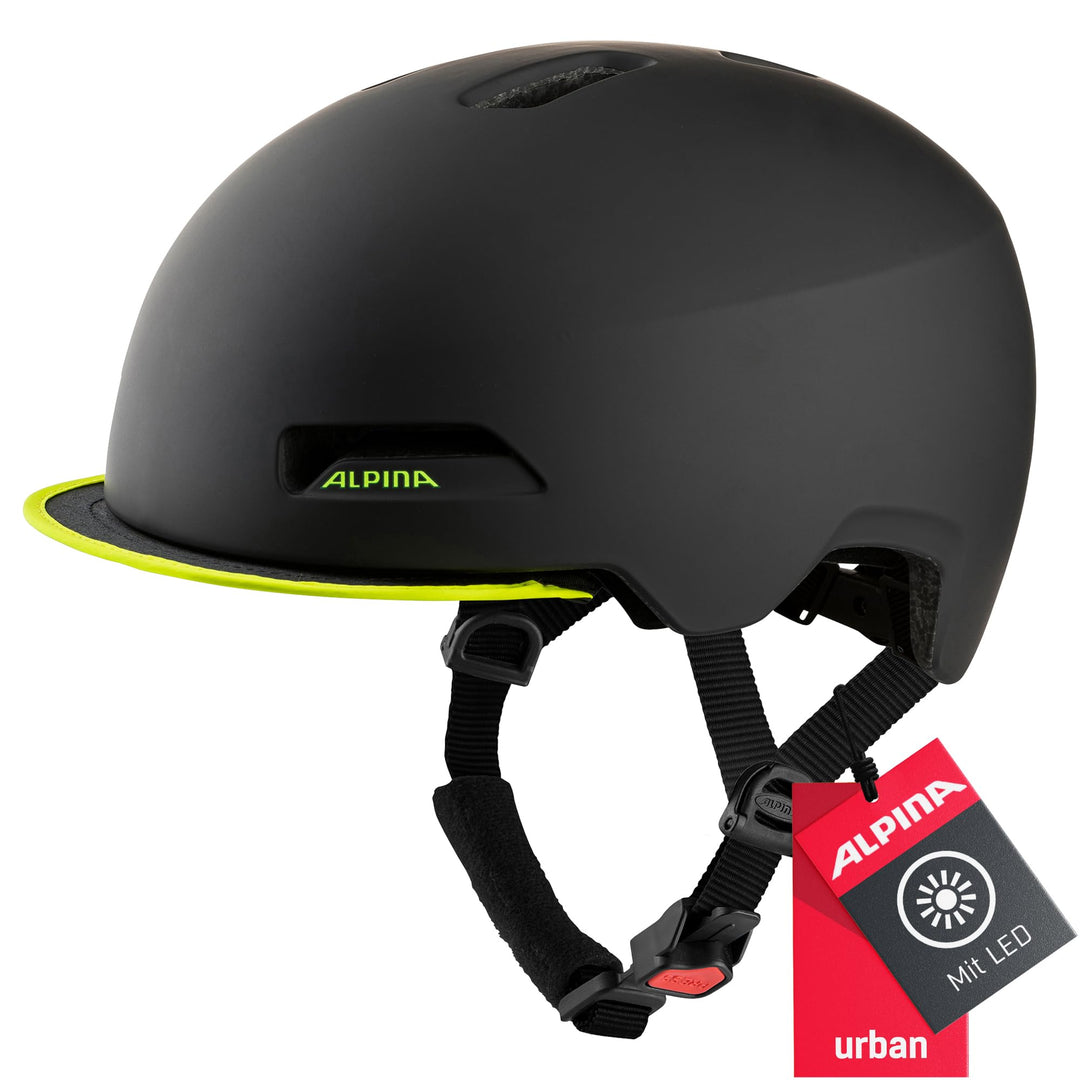 ALPINA BROOKLYN - Beleuchteter, Robuster und Komfortabler Urban Fahrradhelm Mit LED-Licht Für Erwach