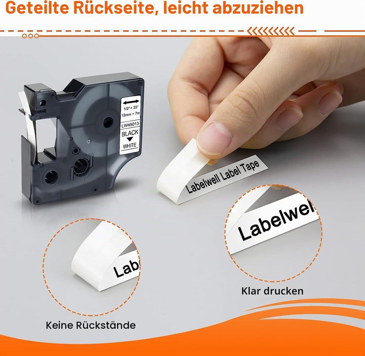 Labelwell 3x Schriftband Kompatibel für Dynmo D1 24mm 53713 S0720930 24mm Schwarz auf Weiss Etikette