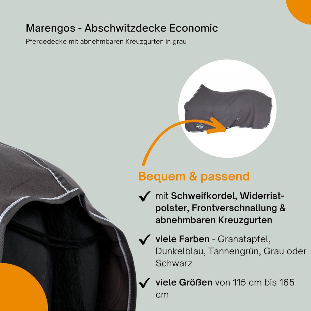 Marengos - Abschwitzdecke Economic mit abnehmbarem Kreuzgurt fürs Pferd ist atmungsaktiv Fleecedecke