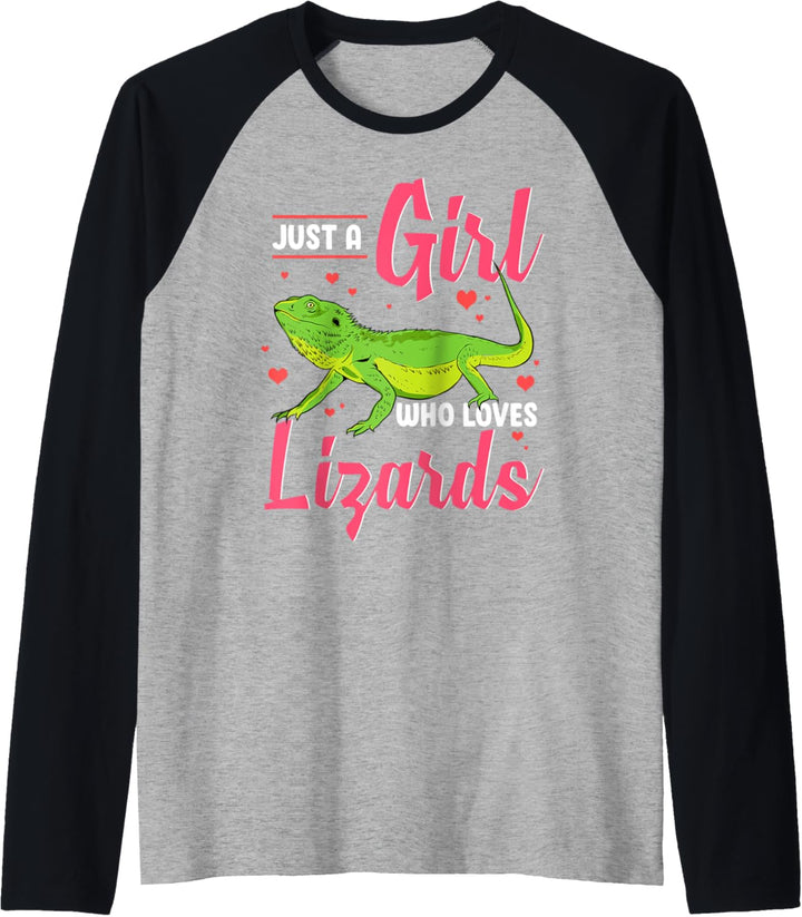 Just A Girl Who Loves Lizards Kids Girls Funny Lizard Lover Raglan