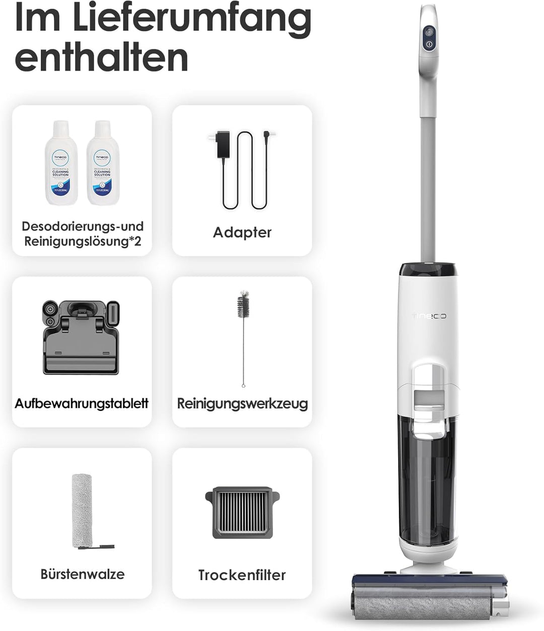 Tineco iFLOOR 5 Breeze Complete Nass Trockensauger, EIN-Schritt-Reinigung für Hartböden, Kantenreini