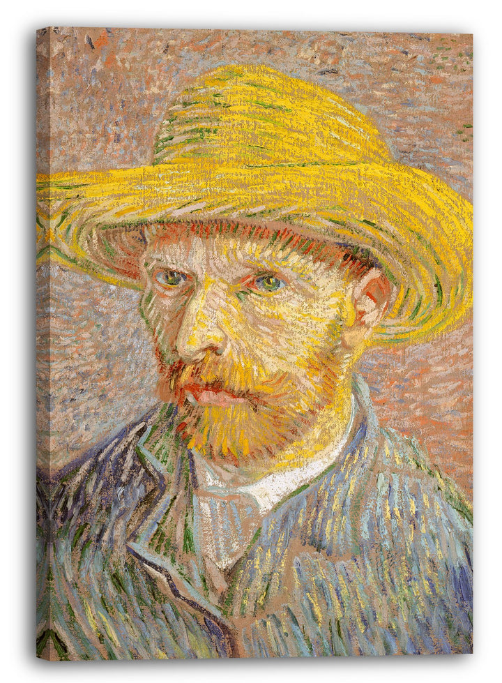 Printed Paintings Leinwand (60x80cm): Vincent Van Gogh - Selbstbildnis mit Strohhut 60x80 cm, 60x80