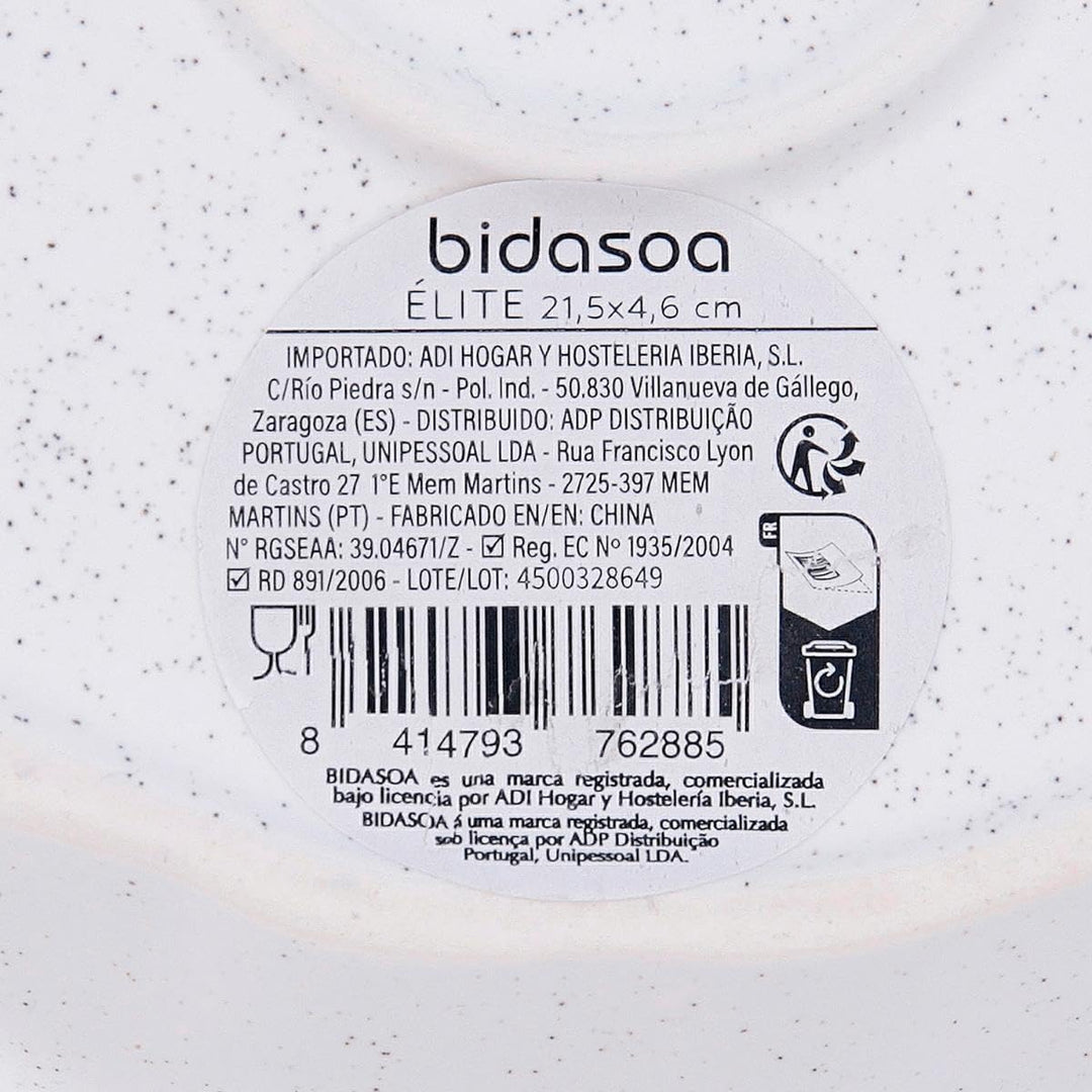 Bidasoa Elite Suppenteller aus Porzellan, 21,5 x 4,6 cm, mikrowellengeeignet, stapelbar