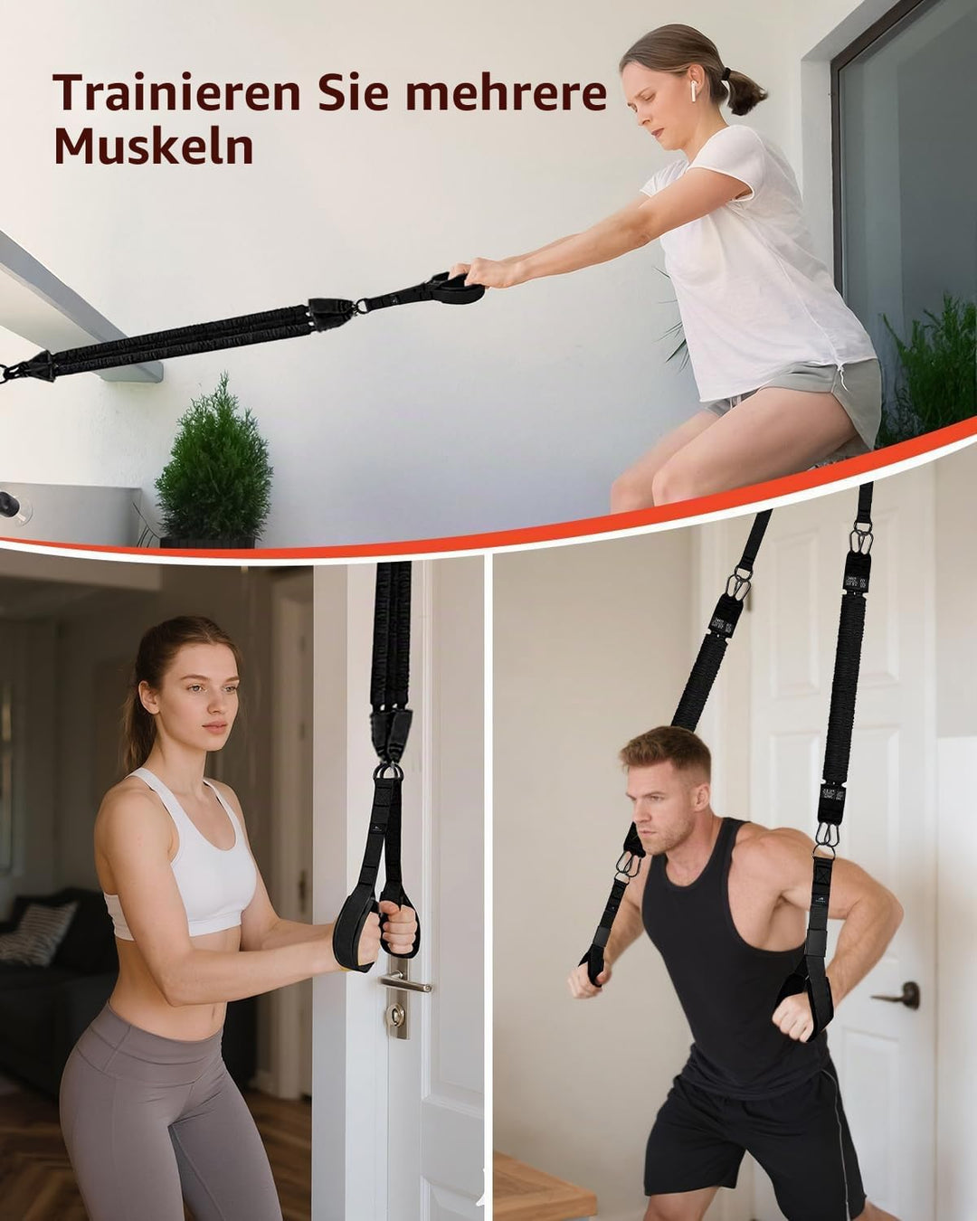 Abahub Trizeps Band Set mit Türanker Verstellbar Tricep Pull Down Fitnessband für Zuhause, Armtraini