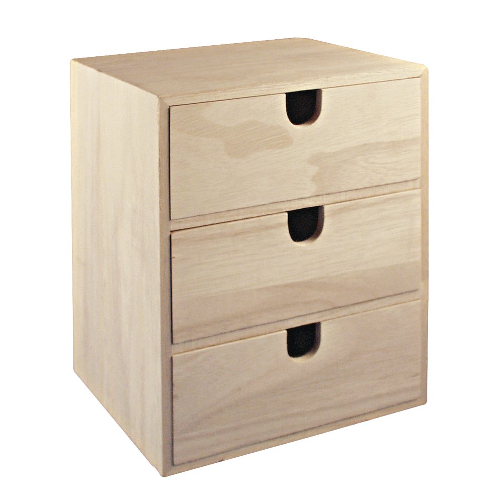 Rayher 62382000 Holz Kommödchen/Schubladenbox, 3 Schubladen, 21.5 x 14.5 x 16 cm, FSC Mix Credit
