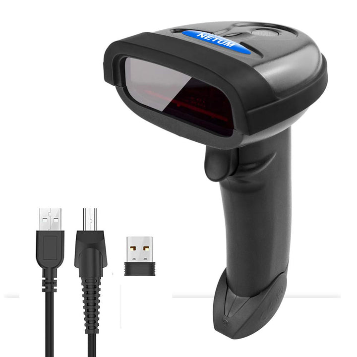 NETUM Wireless Barcode Scanner 2 in 1 2.4G Wireless & USB Wired 1D Laser Barcode Reader Handheld Bar
