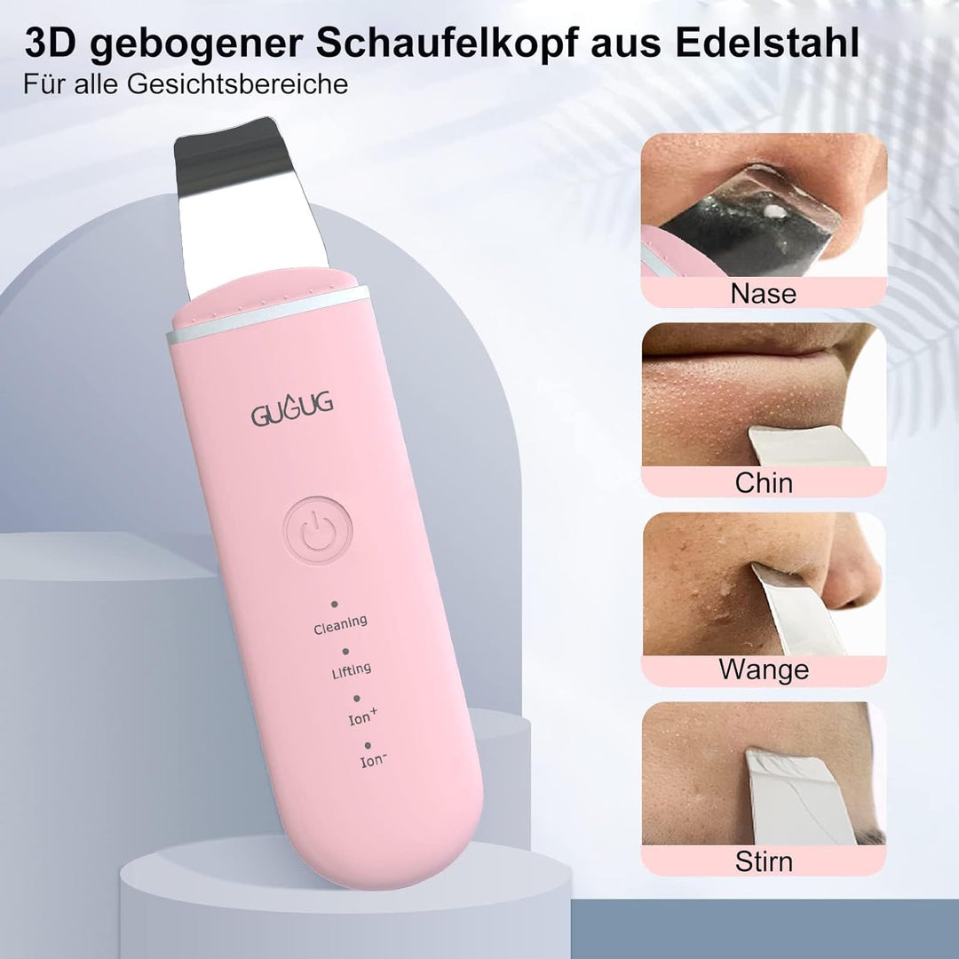 GUGUG Gesichtshaut Scrubber, Portable Poren Scrubber, Face Spatel mit 4 Modi, Mitesser Scraper für G