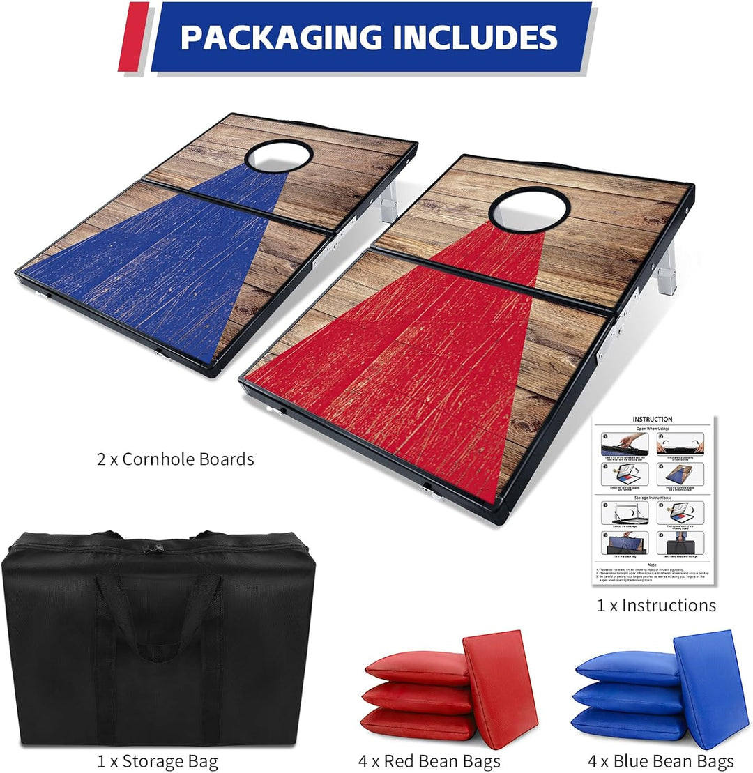 NZQXJXZ 3 x 2FT Aluminium Cornhole Set Outdoor, 2 in 1 Cornhole Game mit 8 Sitzsäcken & Tragetasche