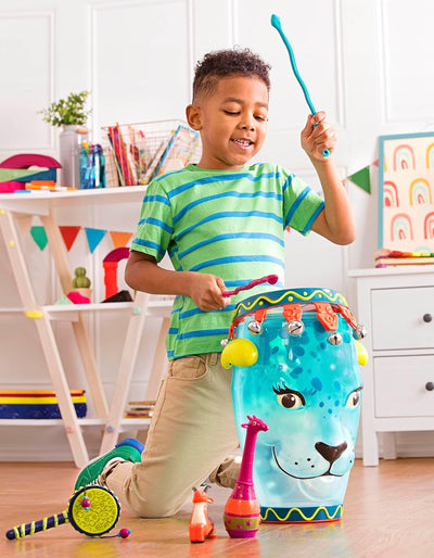 B. toys Bongo Trommel mit Trommelstöcken, Tamburin, Maracas, Percussion Set – Spielzeug Kindertromme
