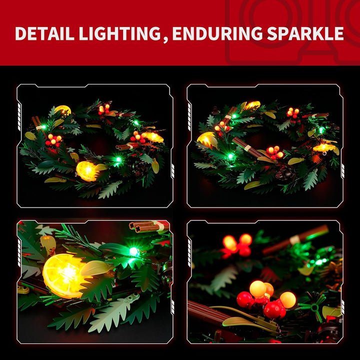 BRIKSMAX LED Beleuchtung für Lego Weihnachtskranz 10340,kompatibles Licht Set für Bausteine - Ohne L