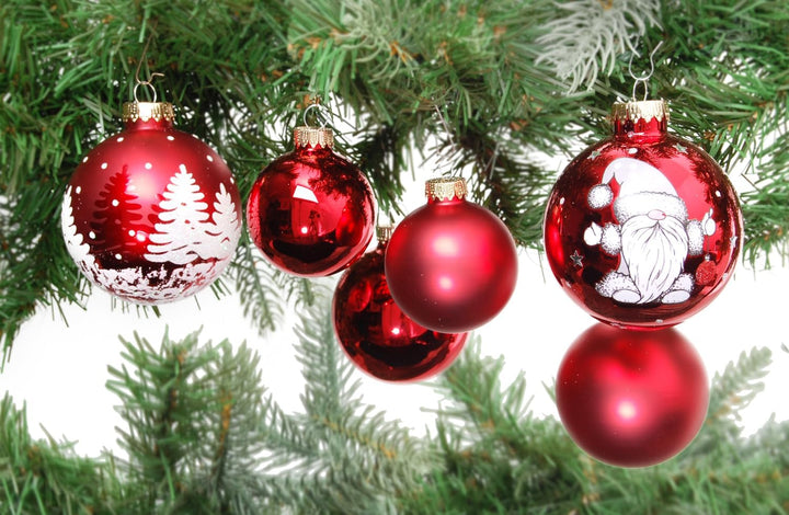Krebs Glas Lauscha - Weihnachtsdekoration/Christbaumschmuck aus Glas - Weihnachtskugeln - Motiv: Rot