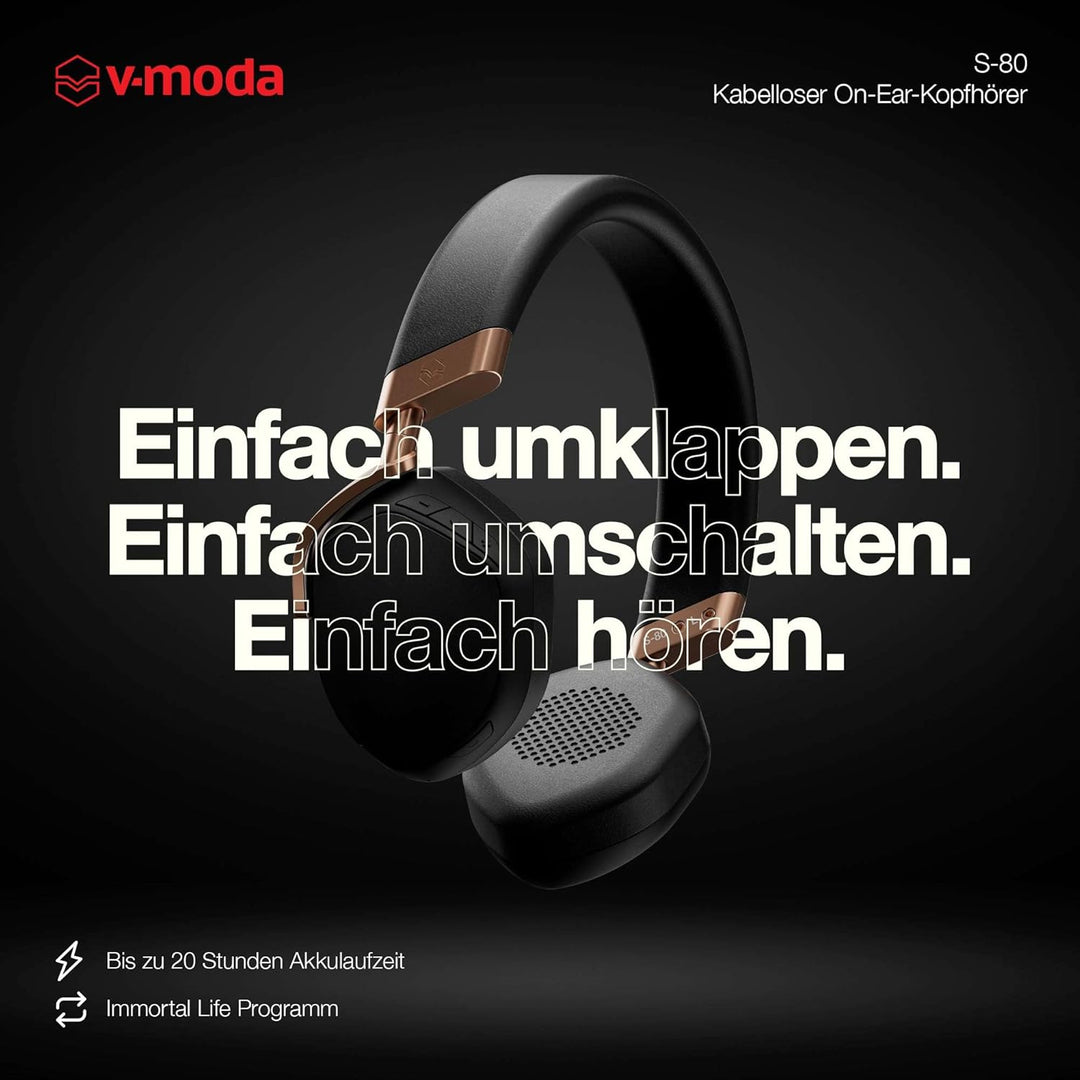 V-MODA S-80 KABELLOSER KOPFHÖRER UND Lautsprecher-System. Schlankes und stylisches Design. Personali