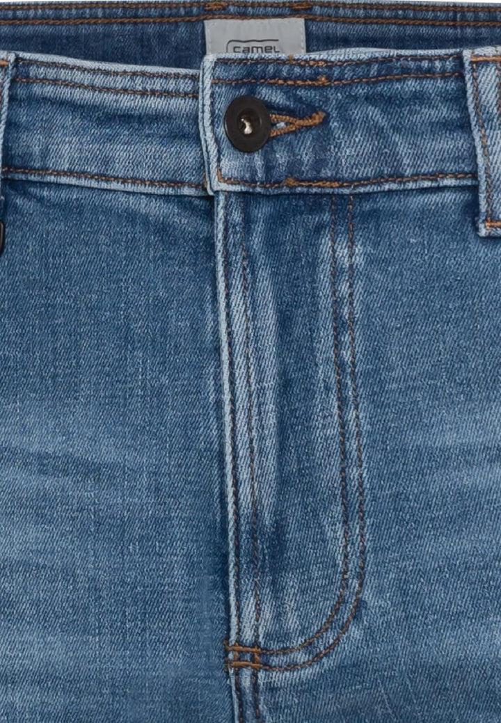 camel active Herren Tapered Fit Destroyed Jeans mit Smartphone Tasche 35W / 30L Denim Blau, 35W / 30
