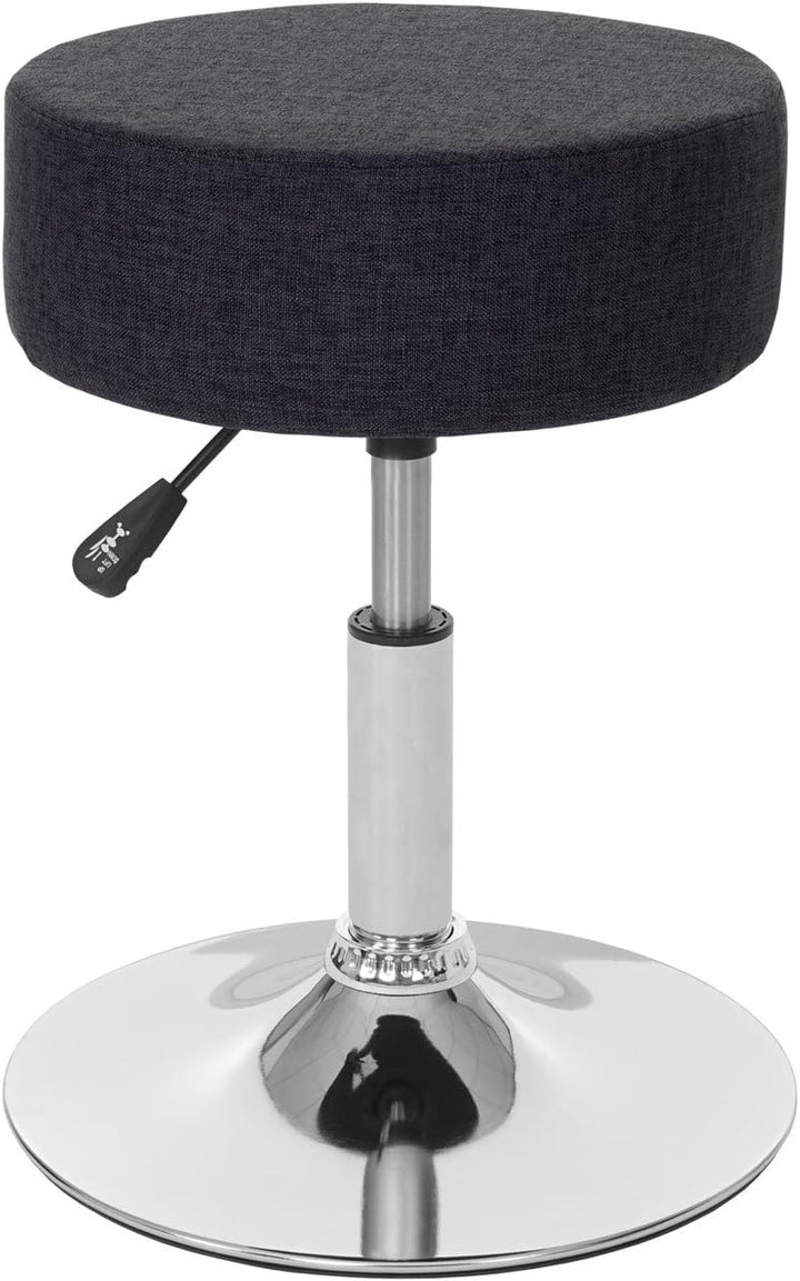 Mendler Hocker HWC-C22, Sitzhocker Schminkhocker, höhenverstellbar Ø 35cm - Textil, dunkelgrau