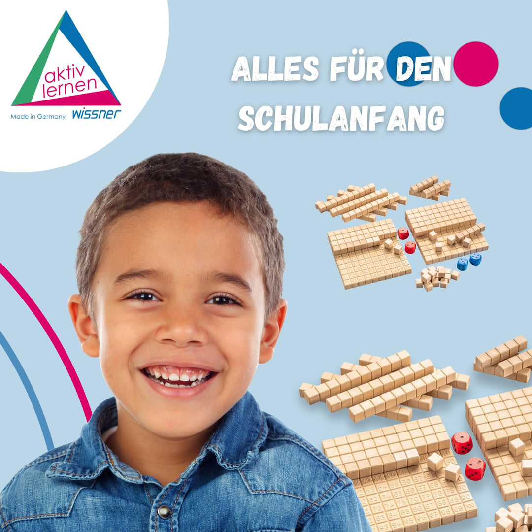 WISSNER® Mathespiel Hunderterraum aus RE-Wood® - Nachhaltiges Lernspiel für Kinder- Made in Germany