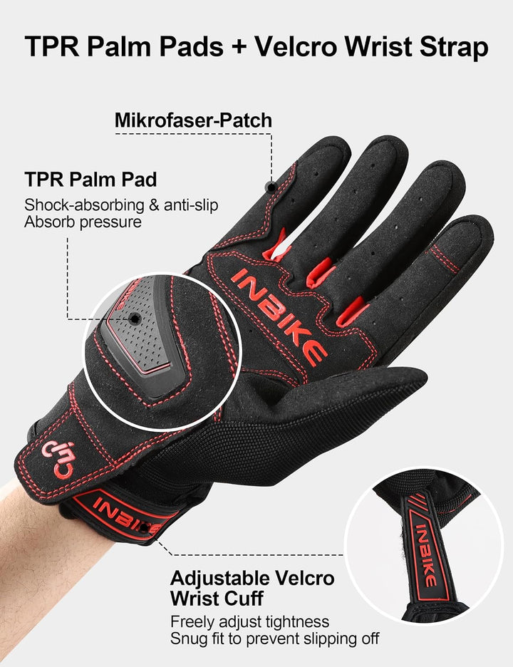 INBIKE Motorrad Handschuhe Motocross Sommer EUDE Foam Schutz Atmungsaktiv Touchscreen Motorradhandsc