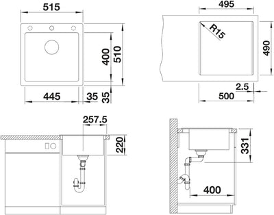 BLANCO PLEON 5 | SILGRANIT anthrazit | Einbauart: Einbau von Oben | mit Ablauffernbedienung | 50er U