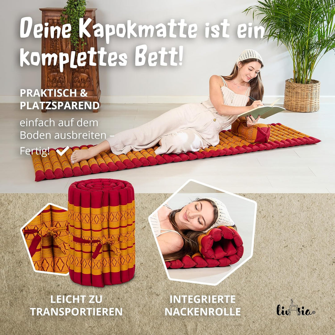 livasia Rollmatte Rollmatratze L-200x110x4,5cm, Gästebett Gästematratze 1 Person, Reisebett Kofferra