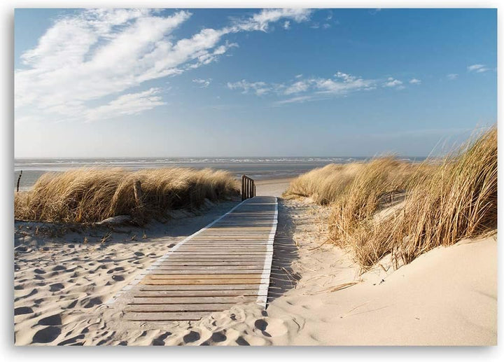 Feeby Leinwandbild Strand Bild Kunstdruck Meer Beige 60x40 cm Leinwandbild 60x40 cm Beige_a, Leinwan