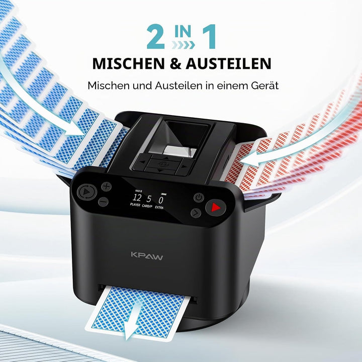 KPAW Kartenmischmaschine mit Austeilen,mit 8 Fernbedienungen | Automatischer Kartenmischer und Auste