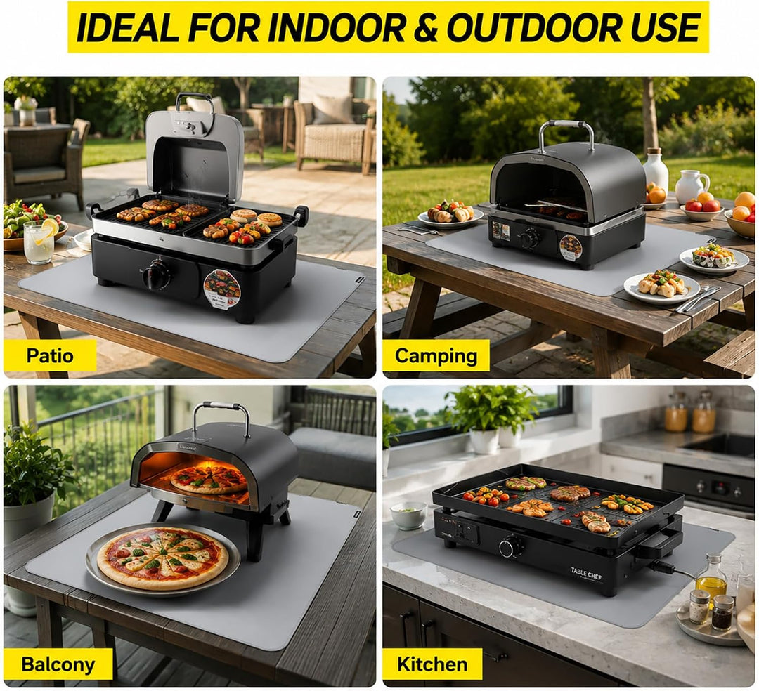 PAWBOSE 40 x 60 cm Grillunterlage für Tischgrill, doppelseitige feuerfeste Grillunterlage, wasserdic