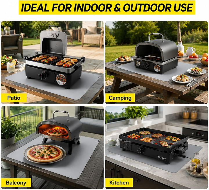 PAWBOSE 40 x 60 cm Grillunterlage für Tischgrill, doppelseitige feuerfeste Grillunterlage, wasserdic