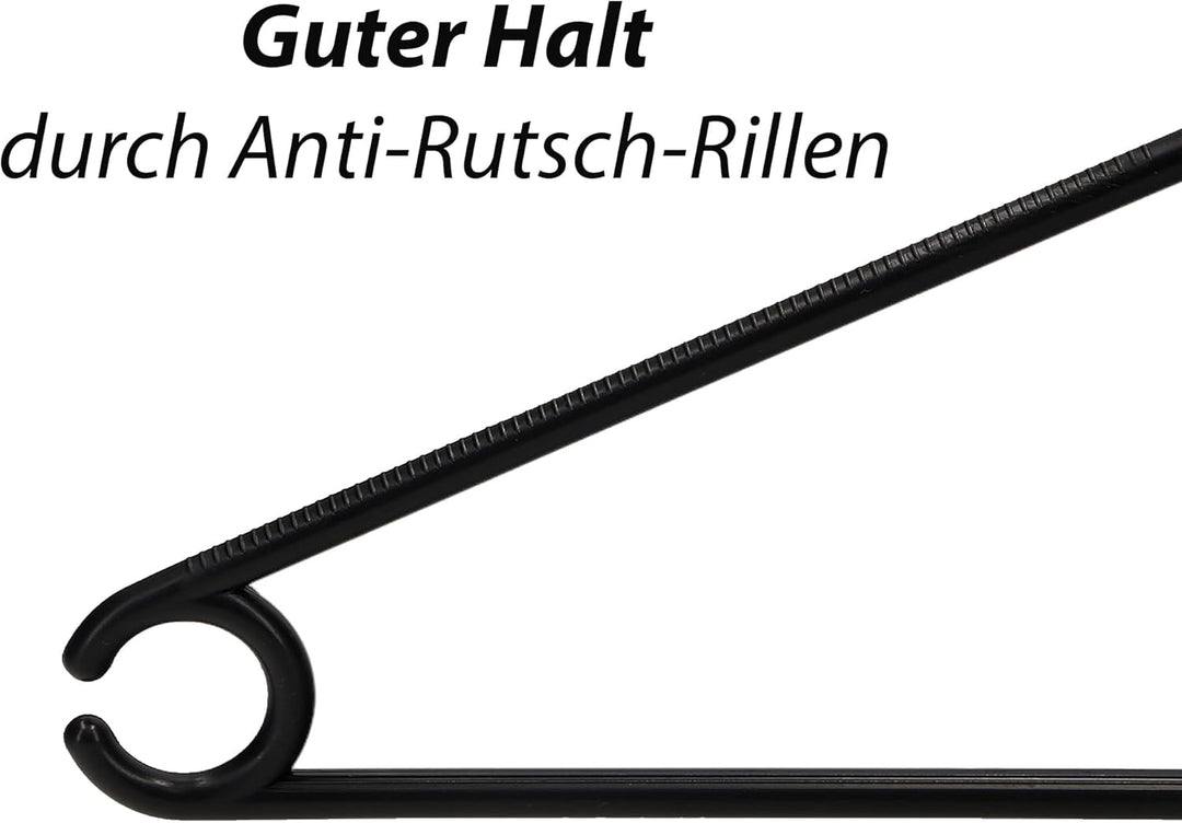 20 x Kleiderbügel schwarz Plastik VonBueren | mit 360° Drehhaken | platzsparend | 100% Recyclingkuns