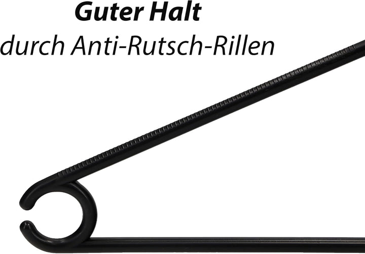 20 x Kleiderbügel schwarz Plastik VonBueren | mit 360° Drehhaken | platzsparend | 100% Recyclingkuns