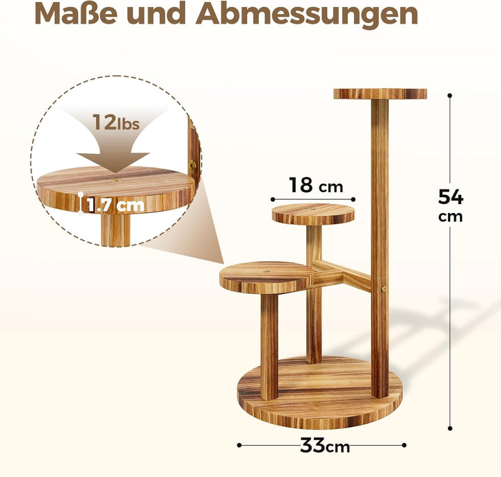 3-stufiger hoher Pflanzenständer für den Innenbereich, Eckregal für Pflanzenregale aus Holz, mehrstu