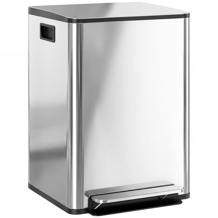 HOMCOM Mülleimer Küche 2x20 L Treteimer mit Softclose-Deckel Pedal Fingerabdruckfreie Edelstahl Müll
