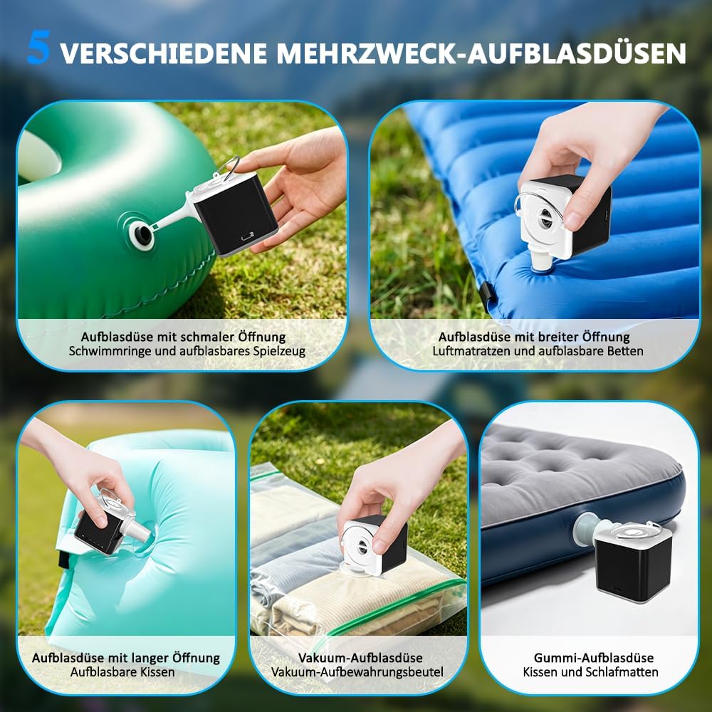 Elektrische Luftpumpe, 3 in 1 Inflate und Deflate luftpumpe Elektrisch, 2400 mAh Mini-luftpumpe mit