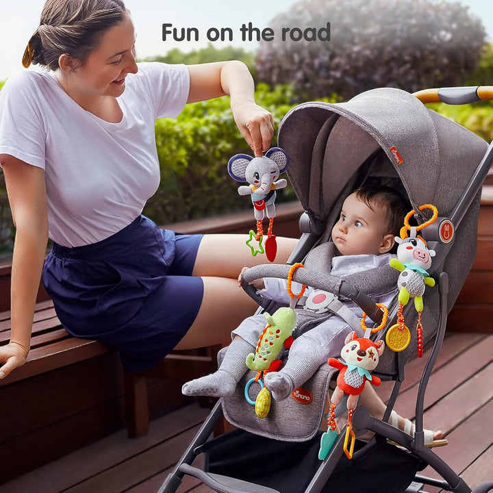 TUMAMA Kinderwagen Spielzeug für Baby 0 3 6 Monate, 4 Stück BabySpielzeug für Kinderwagen, Bett, Aut
