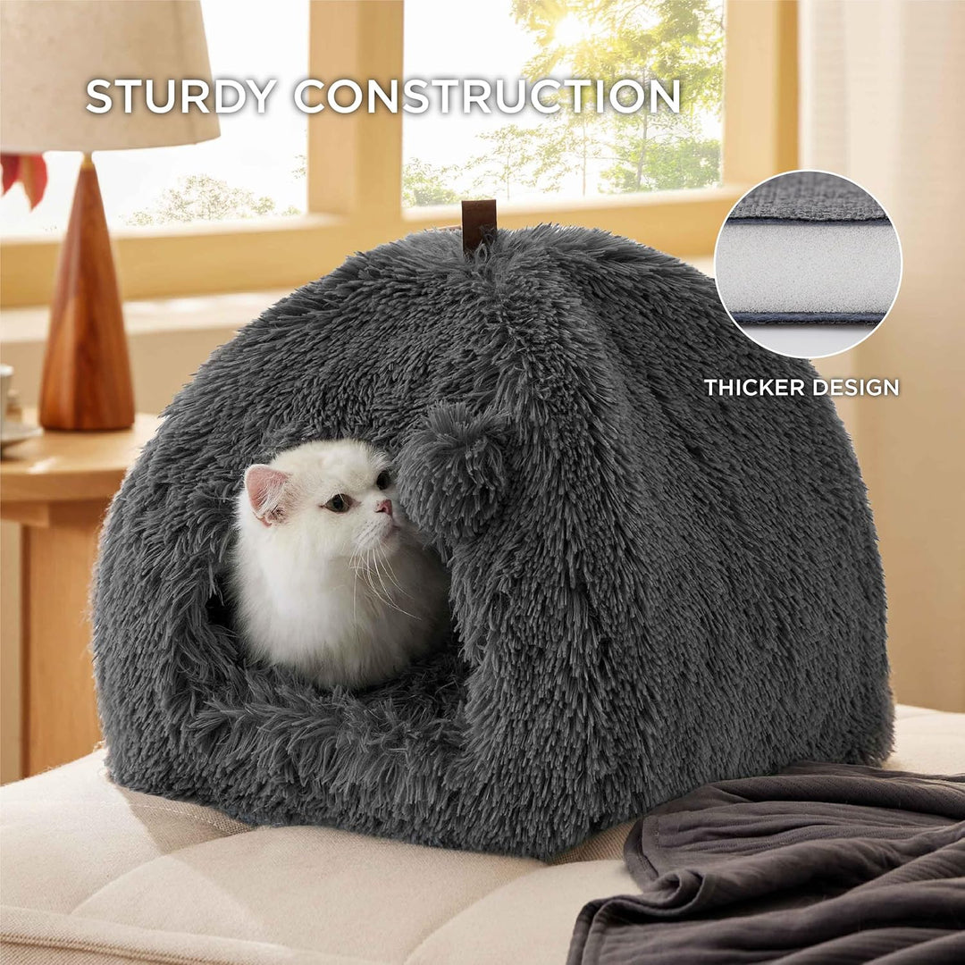 BEDSURE Katzenbett grosse Katzen Katzenhöhle- 40x40x40 cm Plüsch Katzenhaus Indoor mit abnehmbarem K