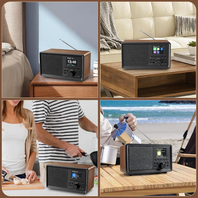 Sentasi DAB Radio/DAB+ mit Bluetooth 5.0 FM-Digitalradio Nostalgieradios Tragbarer Holz Retro Radio