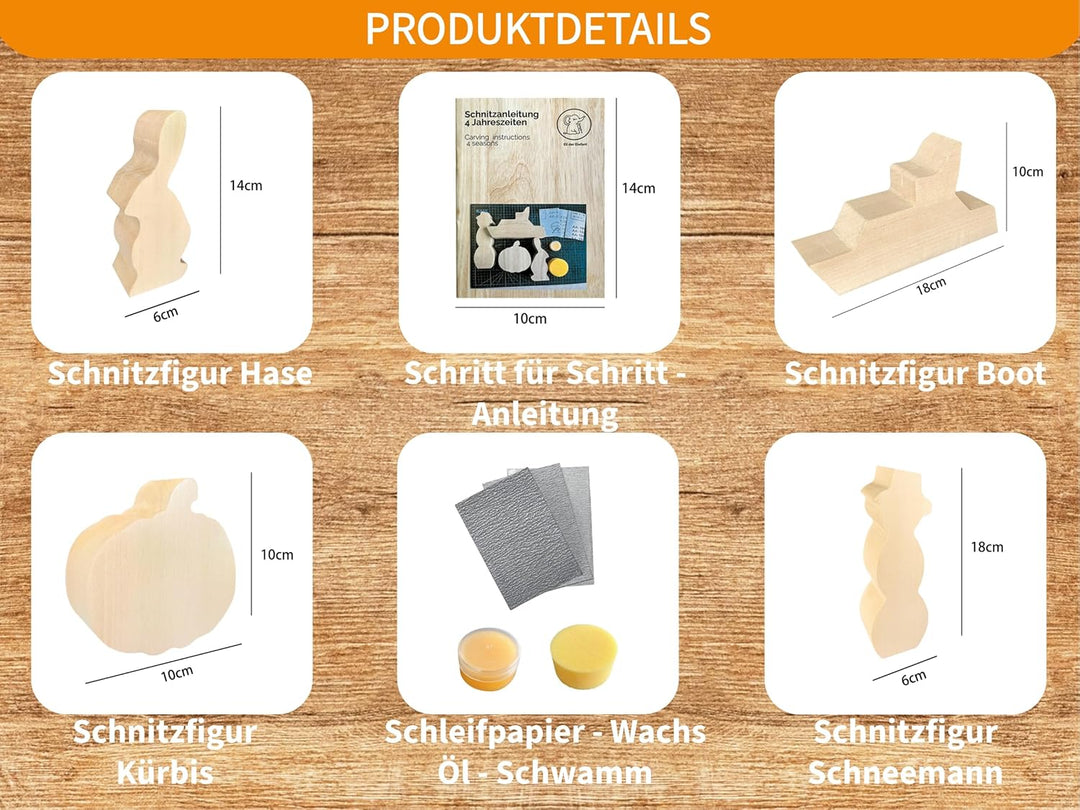 Eli® Schnitzmesser Kinder Set ab 6 Jahre inkl. Schnitzfiguren und Handschuhe - hochwertiges Kinderme