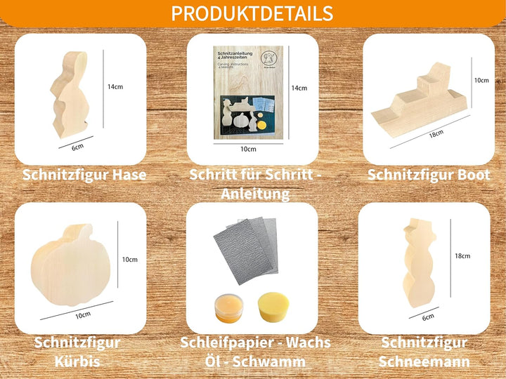 Eli® Schnitzmesser Kinder Set ab 6 Jahre inkl. Schnitzfiguren und Handschuhe - hochwertiges Kinderme