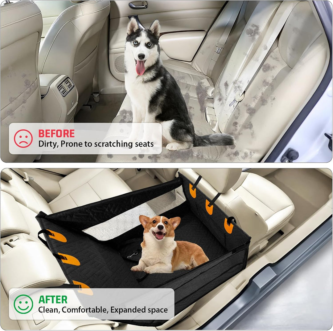 LIROPAU Extra Stabiler Hunde Autositz für Mittlere und Grosser Hunde - Verstärkter Hundesitz Auto mi