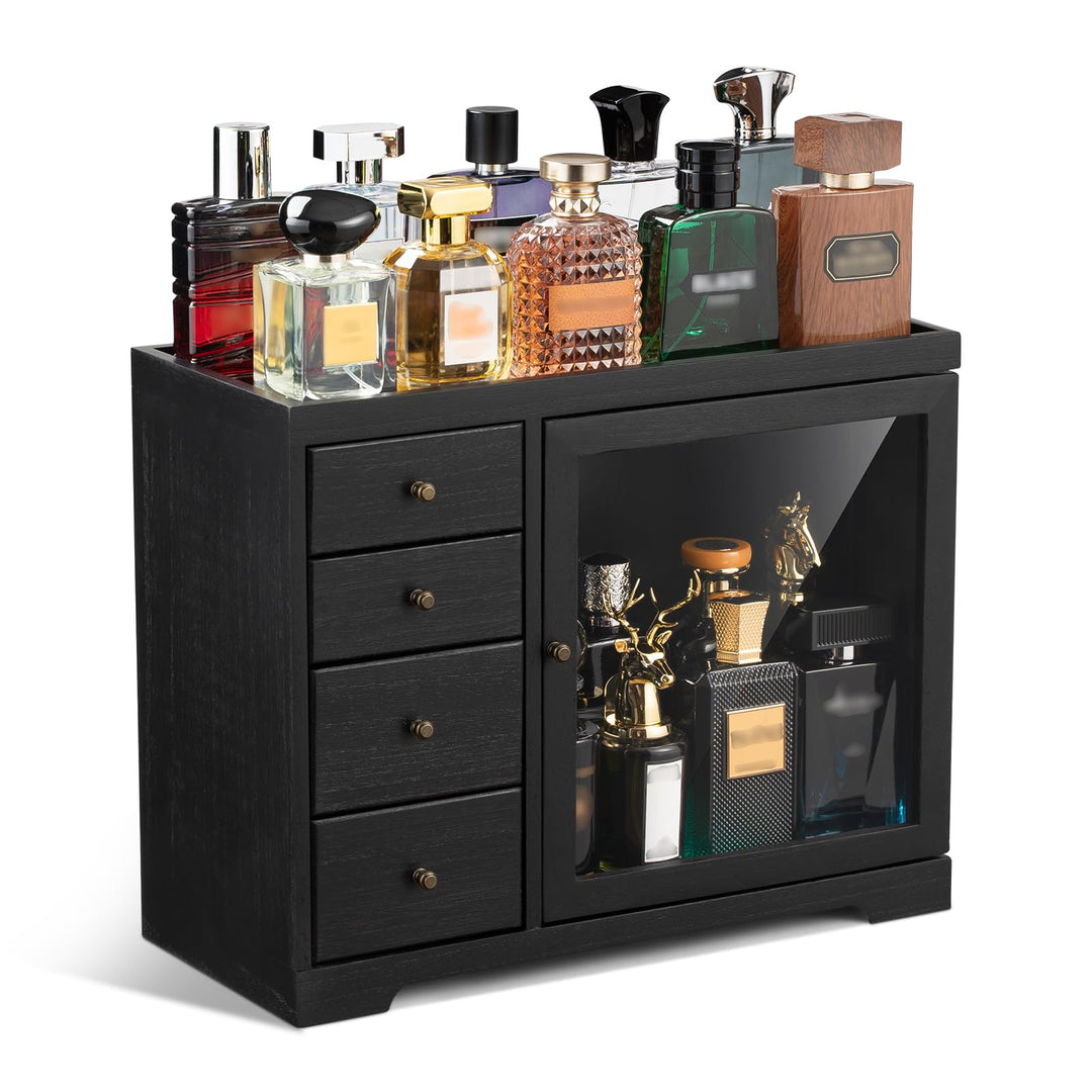 Parfüm Organizer, Holz Herren Parfüm Ständer mit Schublade, Parfüm Regal mit Transparent Sichtbarer