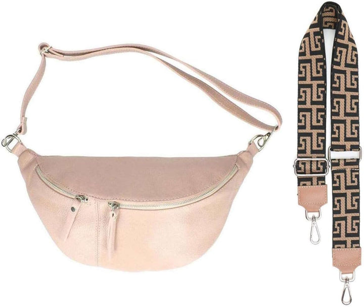 Made in Italy OBC DAMEN SET Gürteltasche + Schultergurt LEDER Crossbody Hüfttasche Bauchtasche Umhän
