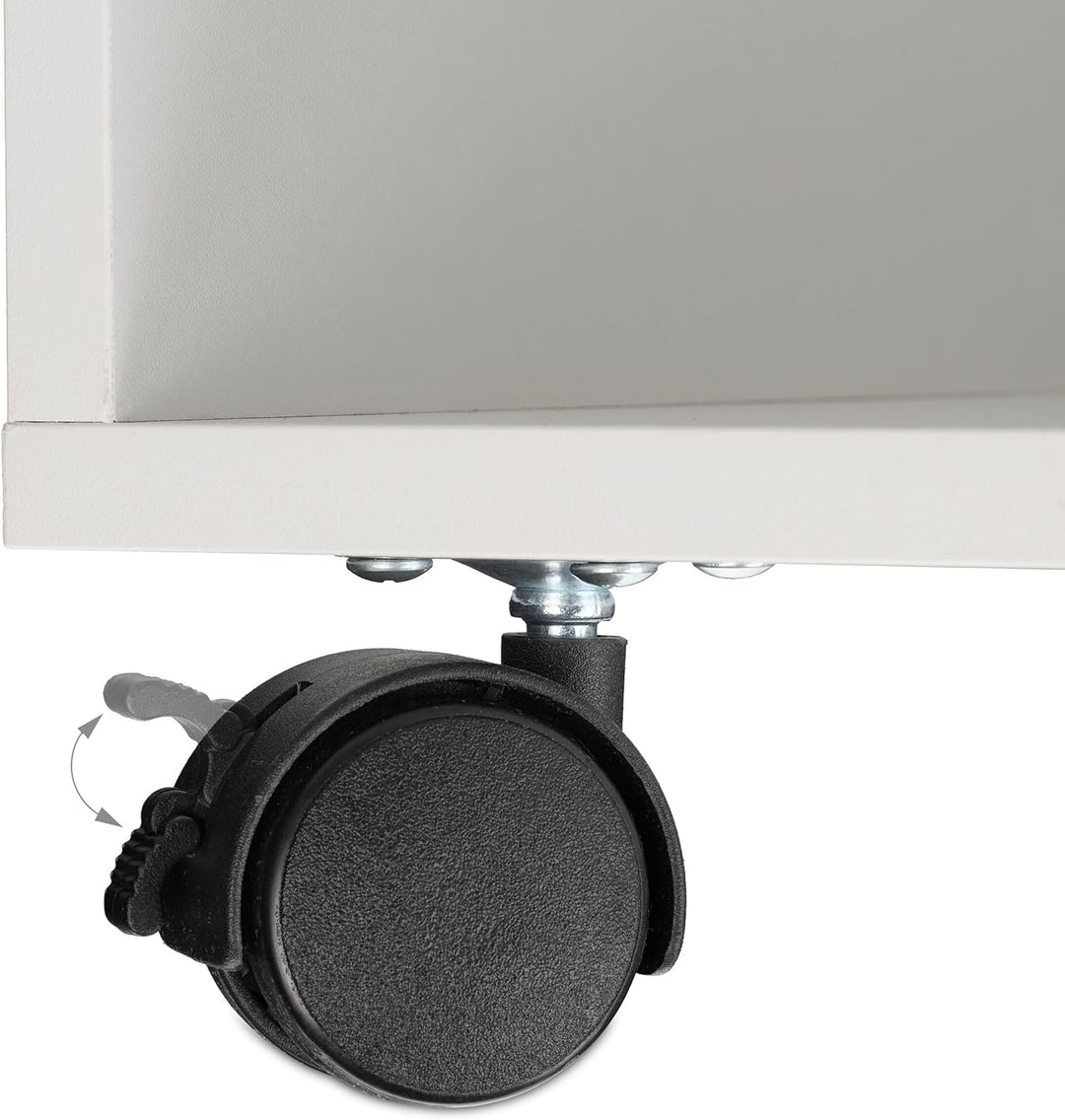 Relaxdays Rollcontainer mit 2 Fächern & Tastaturauszug, Druckertisch mit Rollen, HBT: 74 x 60 x 48 c
