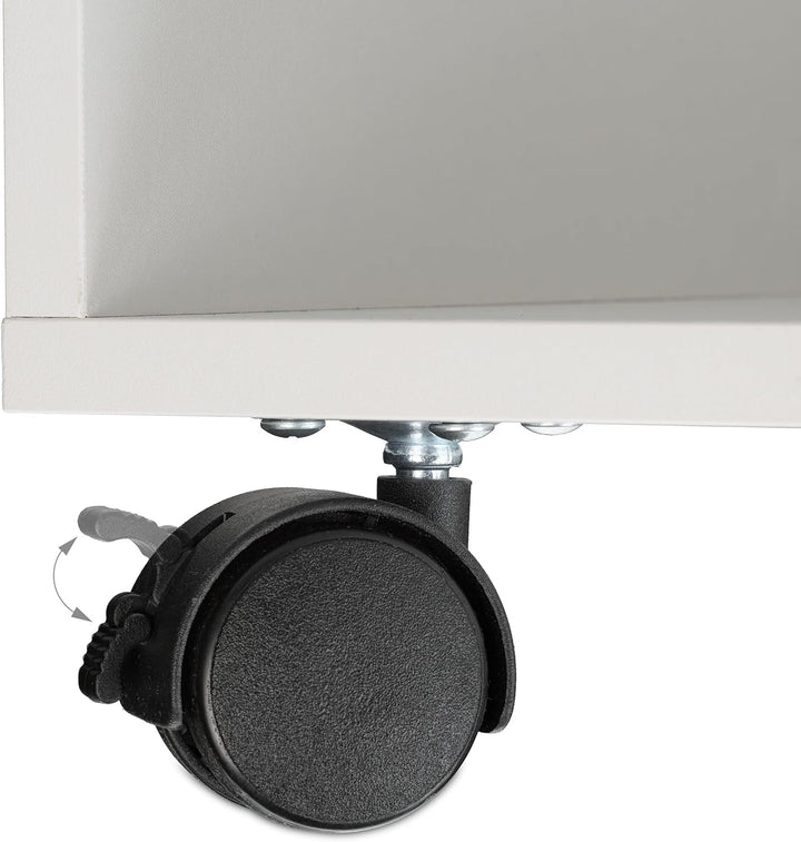 Relaxdays Rollcontainer mit 2 Fächern & Tastaturauszug, Druckertisch mit Rollen, HBT: 74 x 60 x 48 c